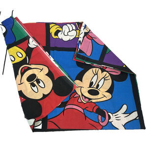 Vintage Mickey Minnie Mouse & Friends Fab Five Pluto Disney Twin Flat Sheet